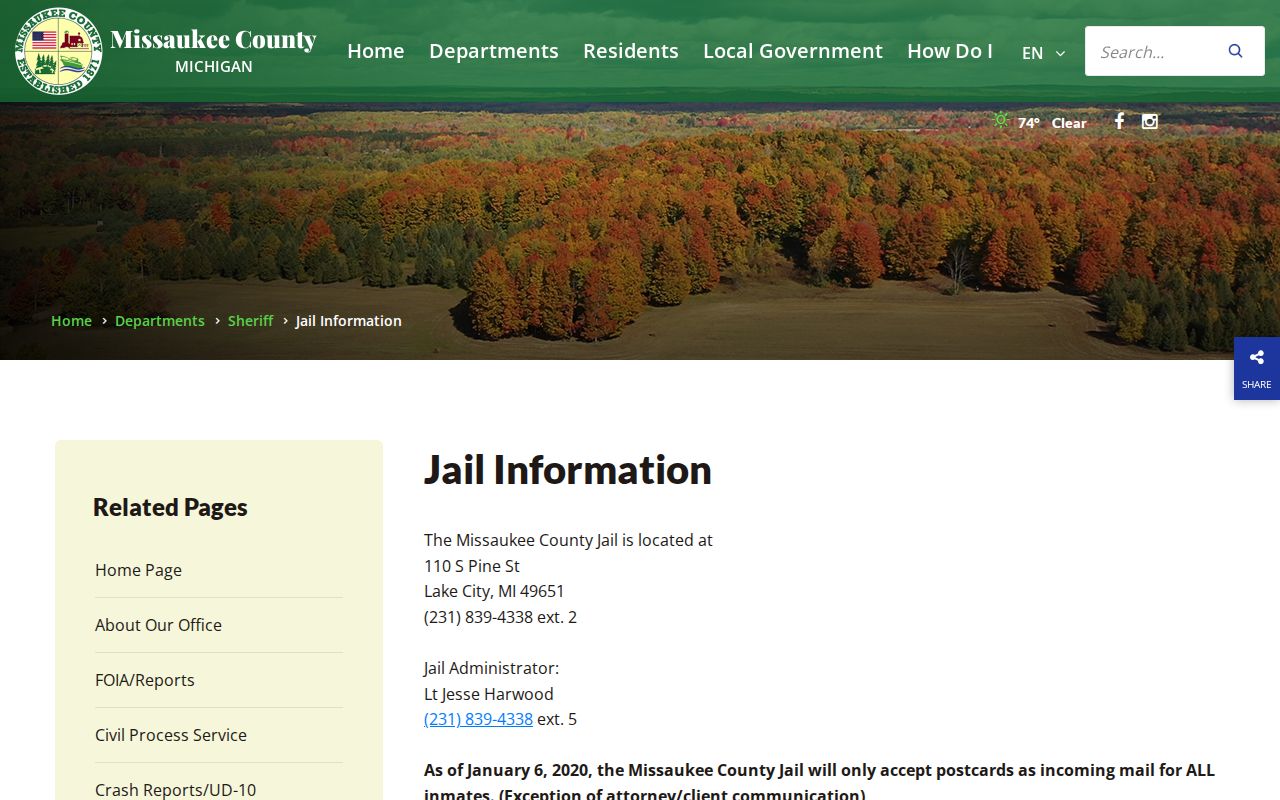 Missaukee County active warrants: the official jail and corrections contact page