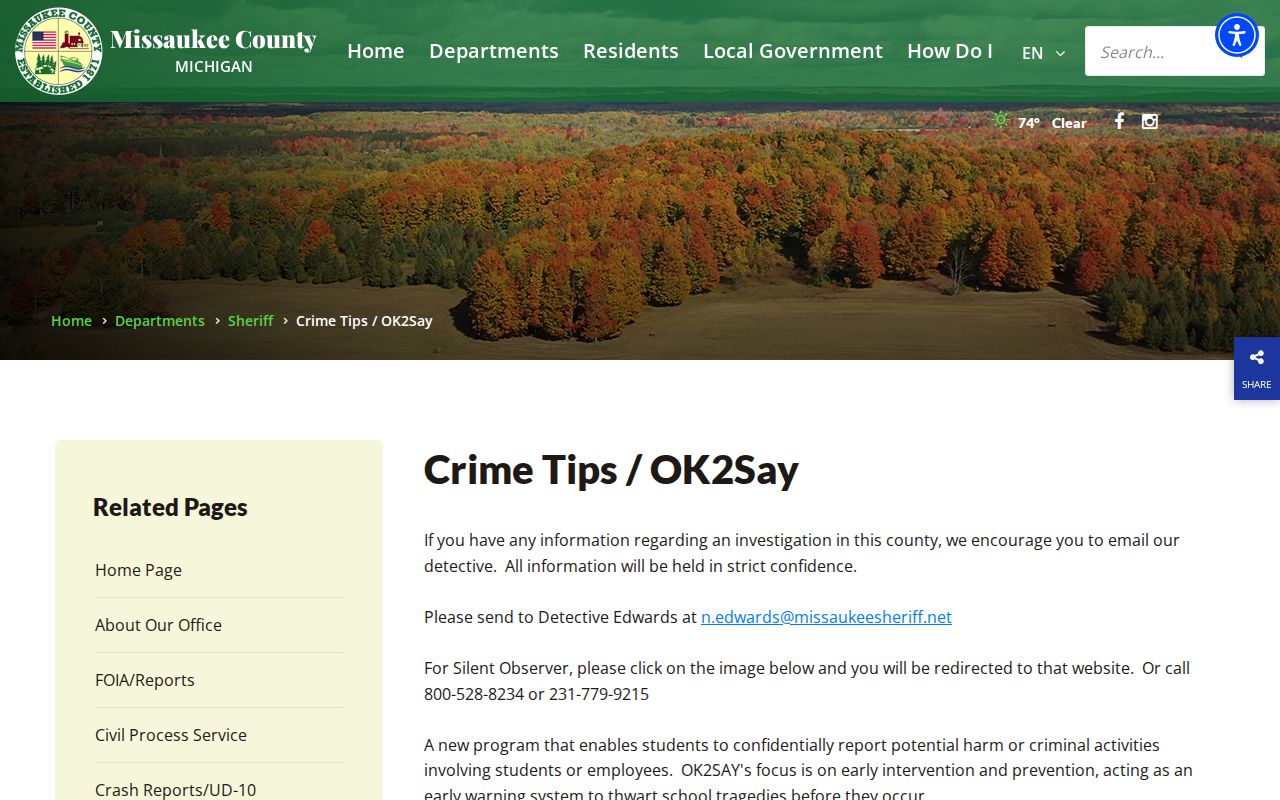 Missaukee County most wanted list: the county crime tips and OK2SAY program page