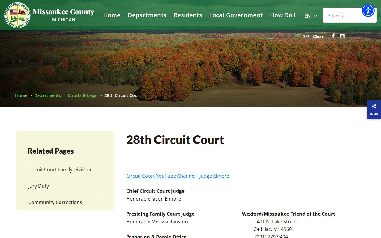 Missaukee County arrest warrants: the official 28th Circuit Court page